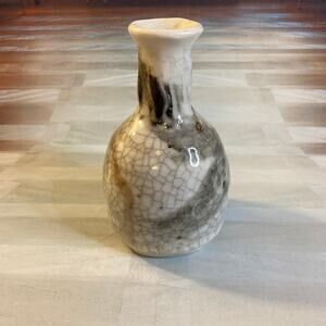 Vintage 70s Artisan Small Weighted Marbelized Bud Vase Ohio Made